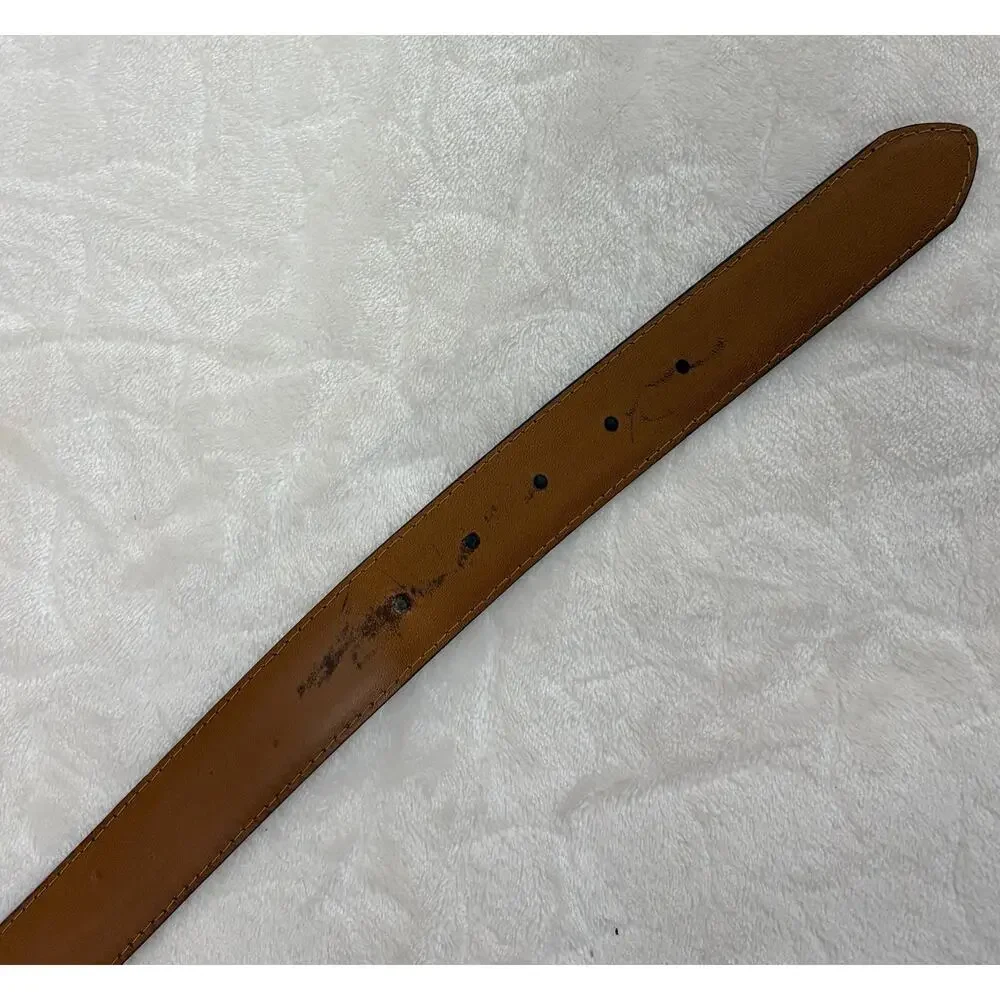 JoS. A. BANK Brown Cognac Genuine Leather Belt Men Size 42 / 105 Gold Buckle